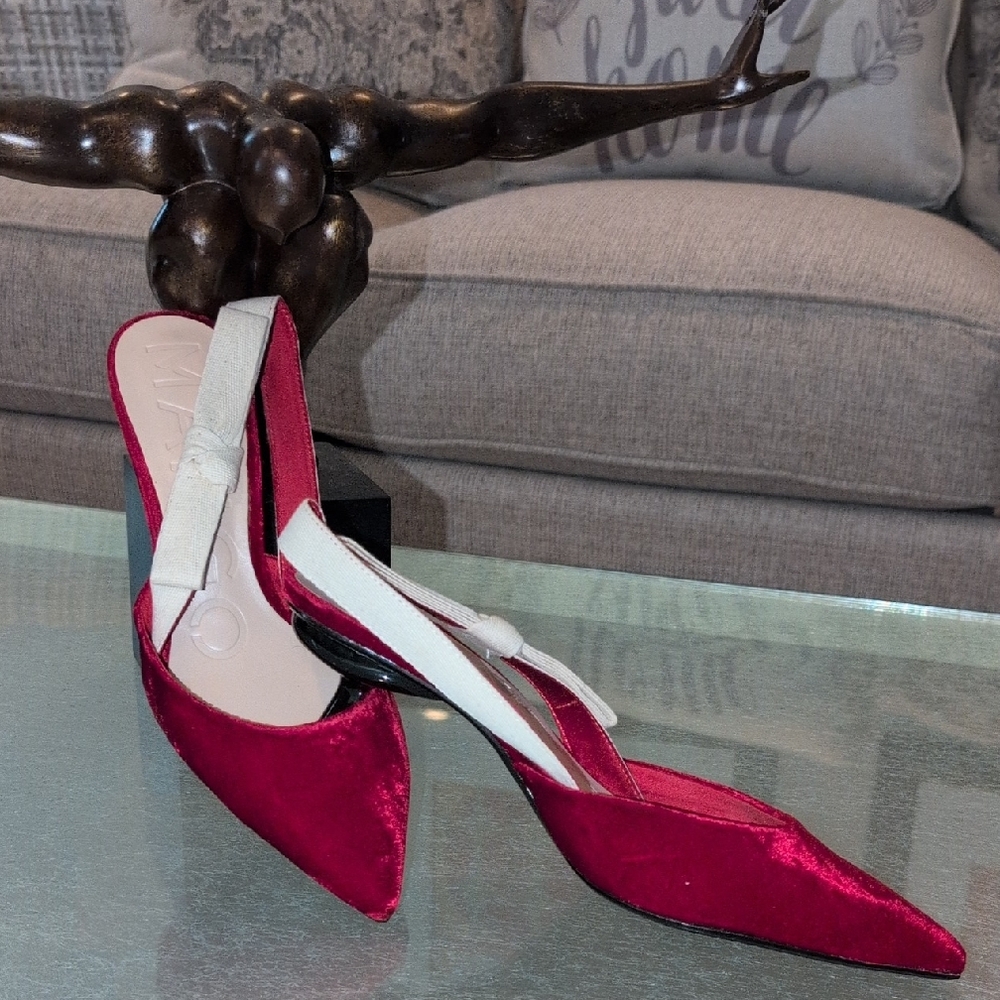 Red Velvet Slingback Heels